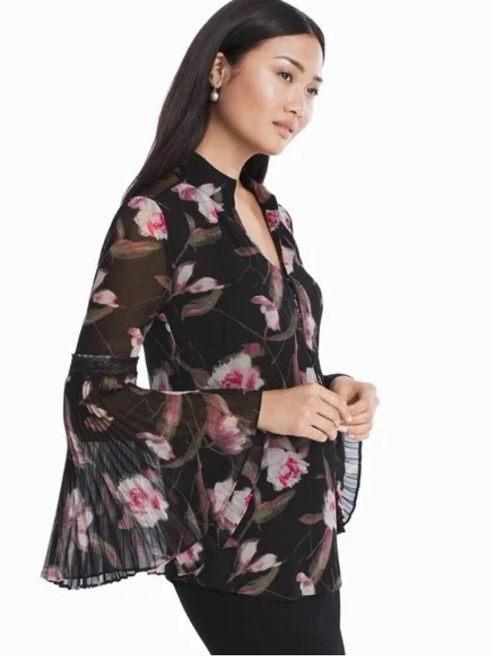 White House Black Market Gabrielle Bell Sleeve Blouse - Size 10